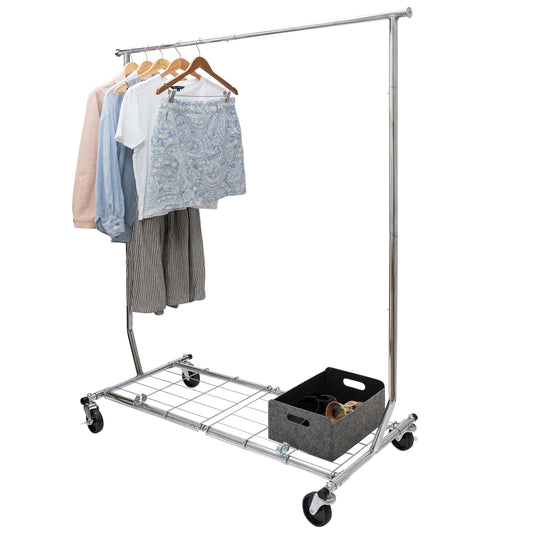 Standard Metal Clothes Rack- 100kgs Weight Capacity - Heavy Duty - Removable Bottom Metal Frame - Hangersforless