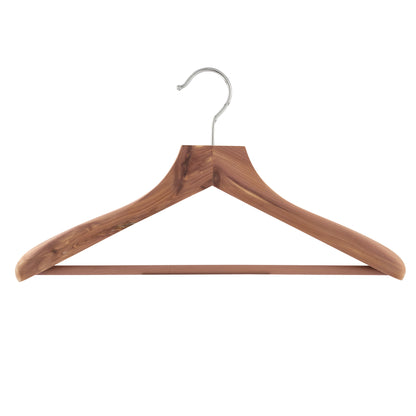 Cedar Wooden hanger with a metal hook on a white background 50mm thick profile 