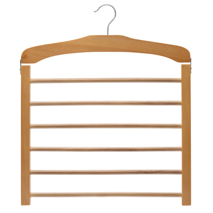 Natural Wooden Multiple Tiered Pant Hanger - Extra Thick Timber Finish - Sold in 1/5 - Hangersforless