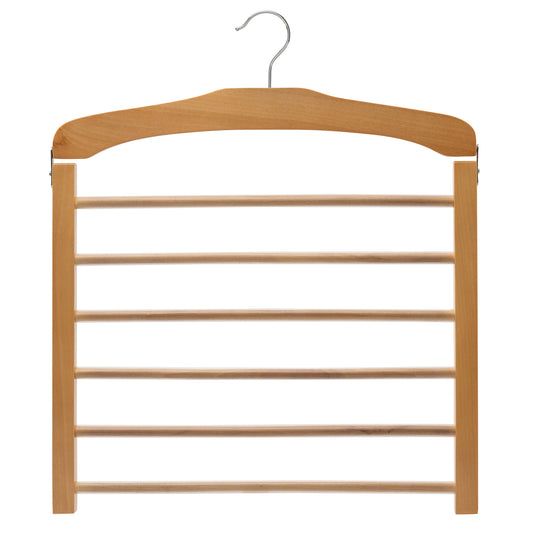 Natural Wooden Multiple Tiered Pant Hanger - Extra Thick Timber Finish - Sold in 1/5 - Hangersforless