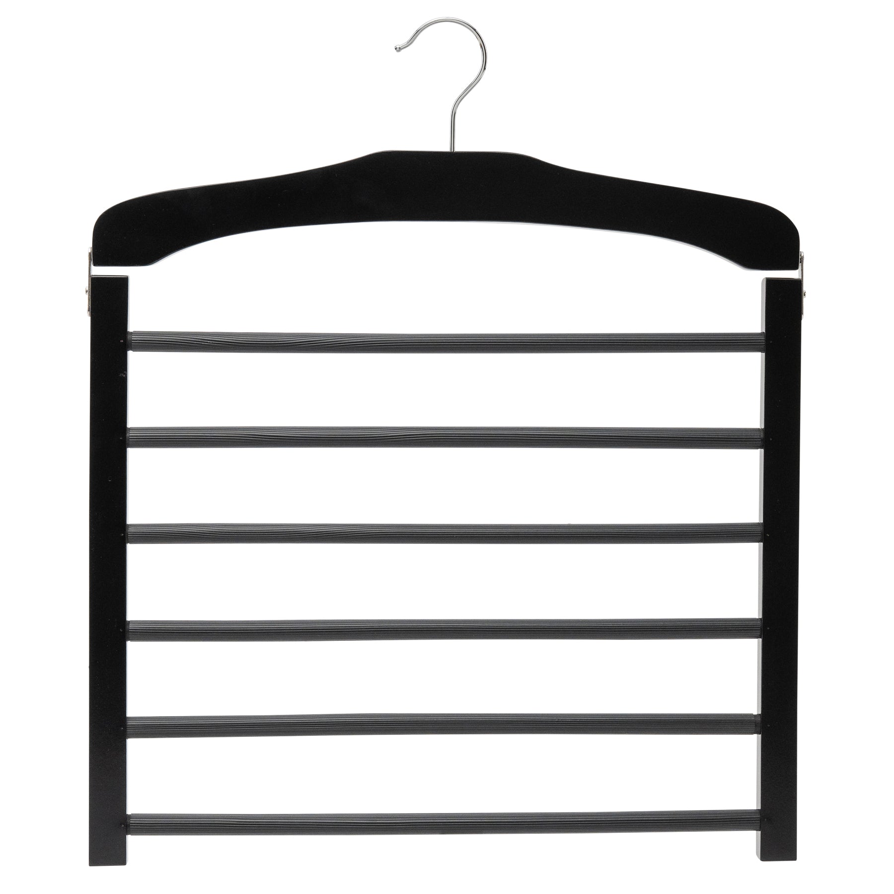 Black Wooden Multiple Tiered Pant Hanger - Extra Thick Timber Finish - Sold in 1/5/10 - Hangersforless