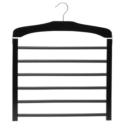 Black Wooden Multiple Tiered Pant Hanger - Extra Thick Timber Finish - Sold in 1/5/10 - Hangersforless