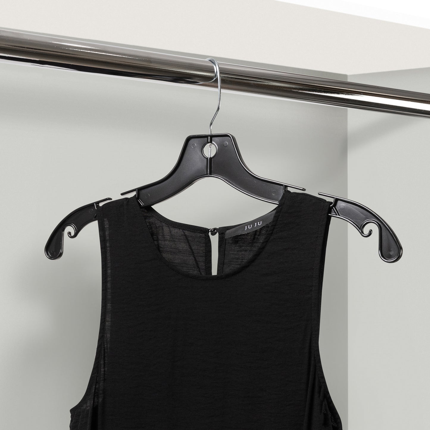 Black Plastic Clothes Hanger - 43cm - (Sold in Bundles of 25/50/100)