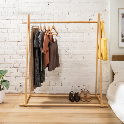 Heavy Duty Ash Wood Clothing Rack - 100kgs Weight Capacity - Extra Thick Solid Ash Wood Rails