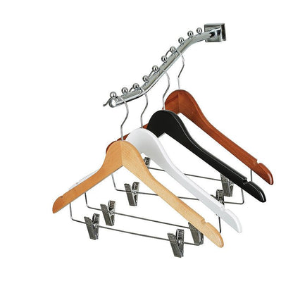 Natural Wood Combination Hangers With Clips - 44.5cm X 12mm Thick (Sold in 25/50/100)