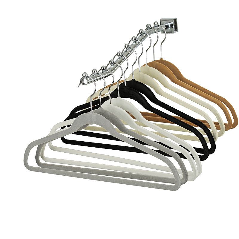 Ivory Velvet Coat Hangers - 43cm - With Chrome Hook  (Sold in Bundles of 20/50/100)