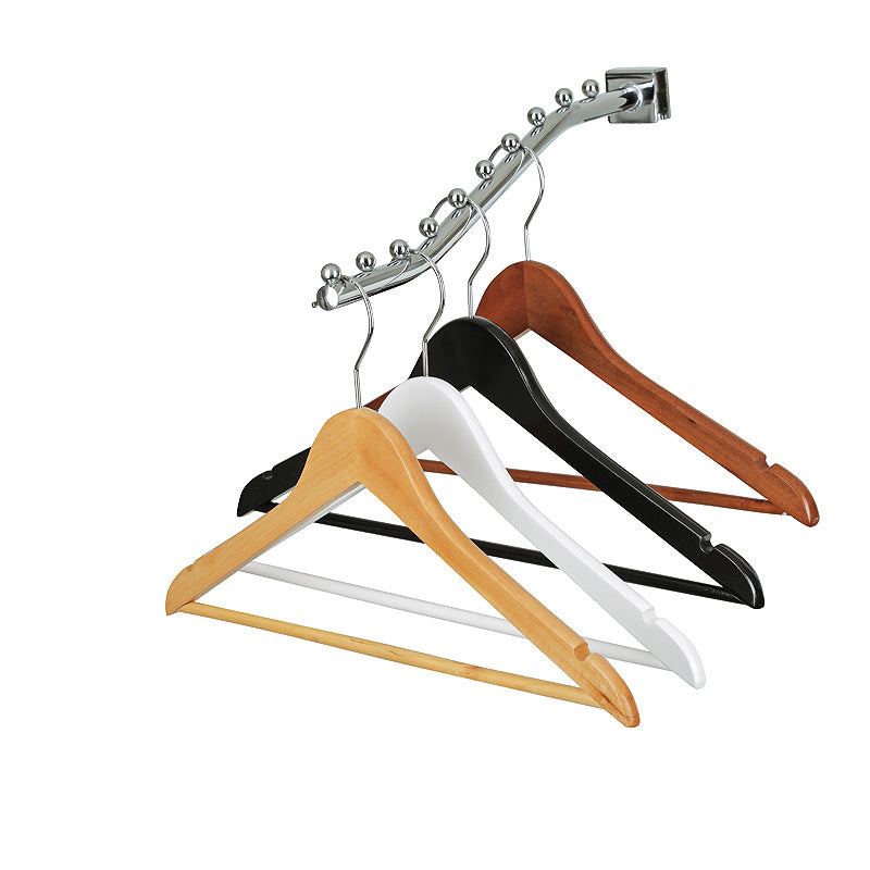 Natural Wood Suit Hangers With Bar - 44.5cm X 12mm Thick (Sold in 20/50/100) - Hangersforless