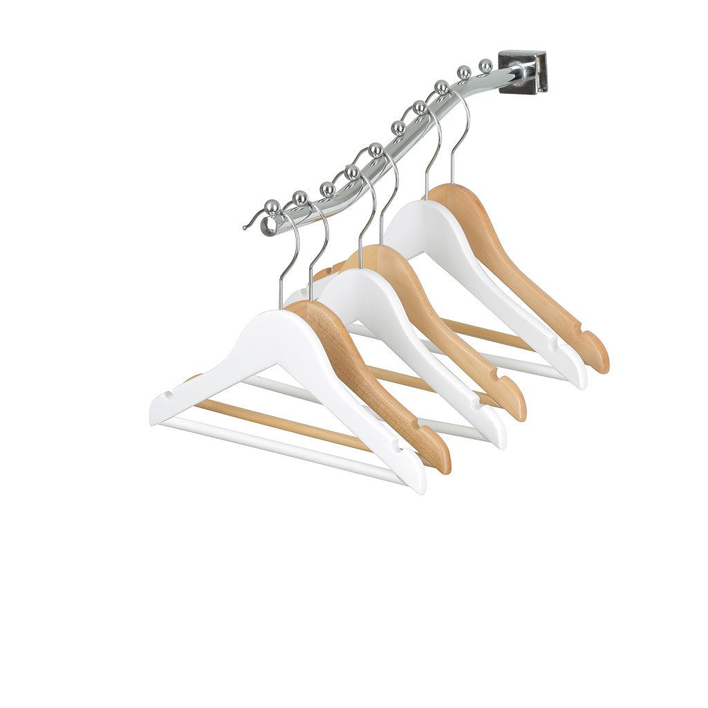 30.5cm Kid Size White Wood Hanger With Bar (Sold in Bundles of 25/50/100)
