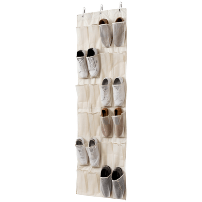 24-Mesh Pocket Over-the-Door Hanging Large-Size Organiser - Ivory - Hangersforless