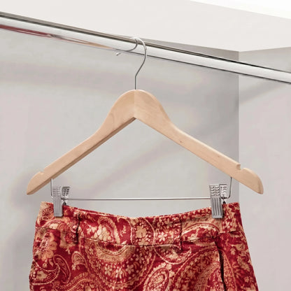 Premium Wooden Combination Hanger with NO Varnish - Very Fine Polished Surface - 44.5cm X 12mm Thick Sold in Bundle of 10/20/50/100