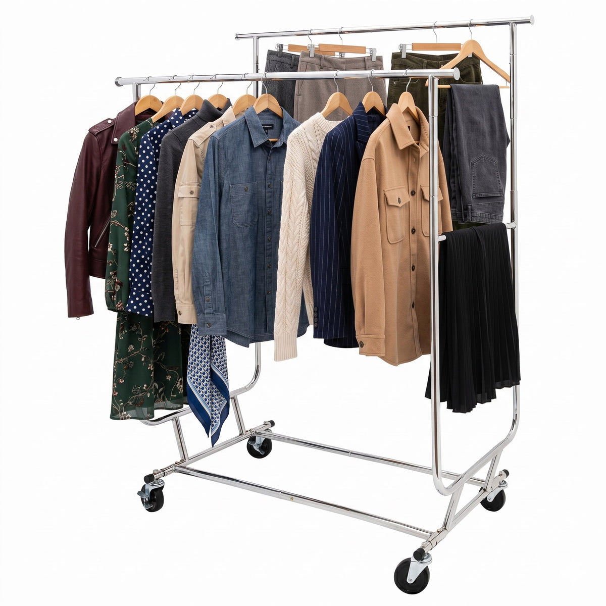 Double Rail Clothes Rack | Heavy Duty & Top Quality – Hangersforless