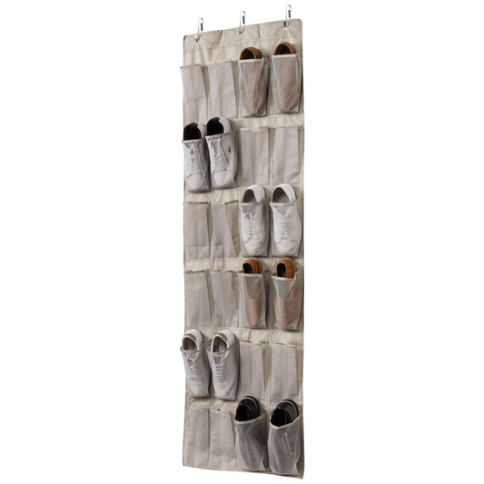 24-Mesh Pocket Over-the-Door Hanging Large-Size Organiser - Grey - Hangersforless