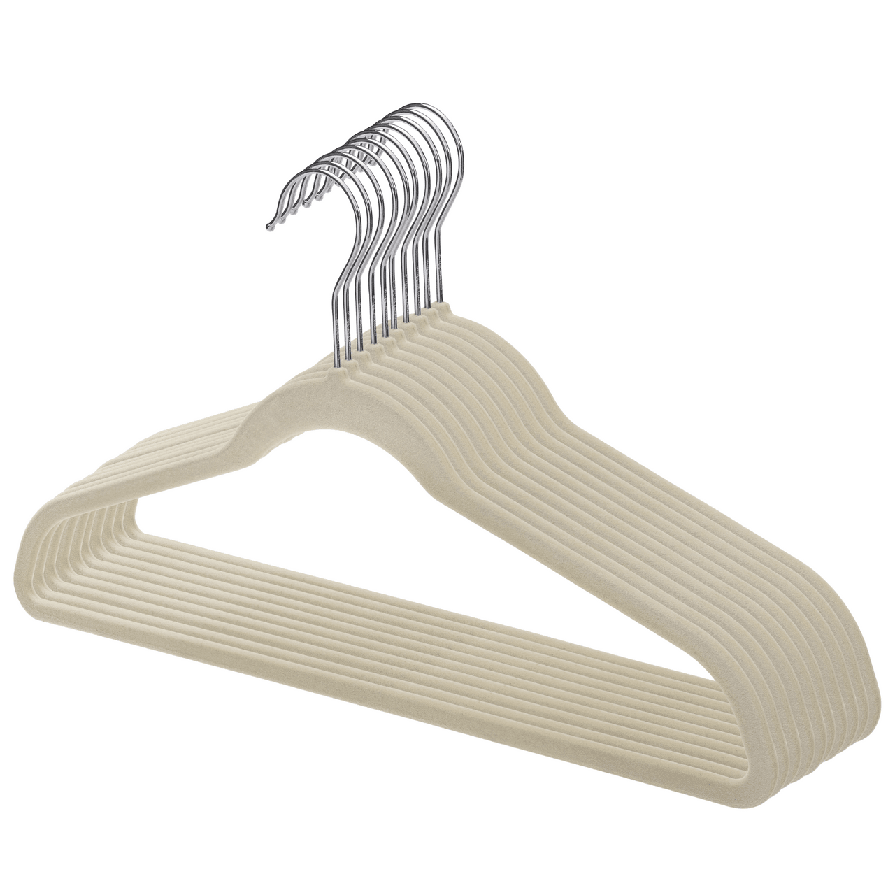Ivory Velvet Coat Hangers - 43cm - With Chrome Hook  (Sold in Bundles of 20/50/100) - Hangersforless