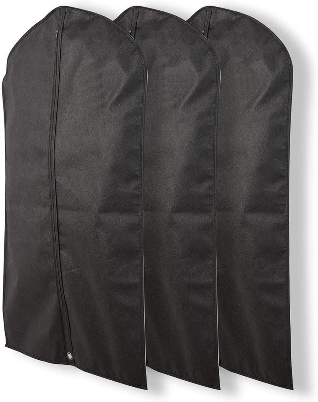 Black Non Woven Garment Bags 100 gsm for Clothing Storage of Suits, Dresses X 5/10/20 - Hangersforless