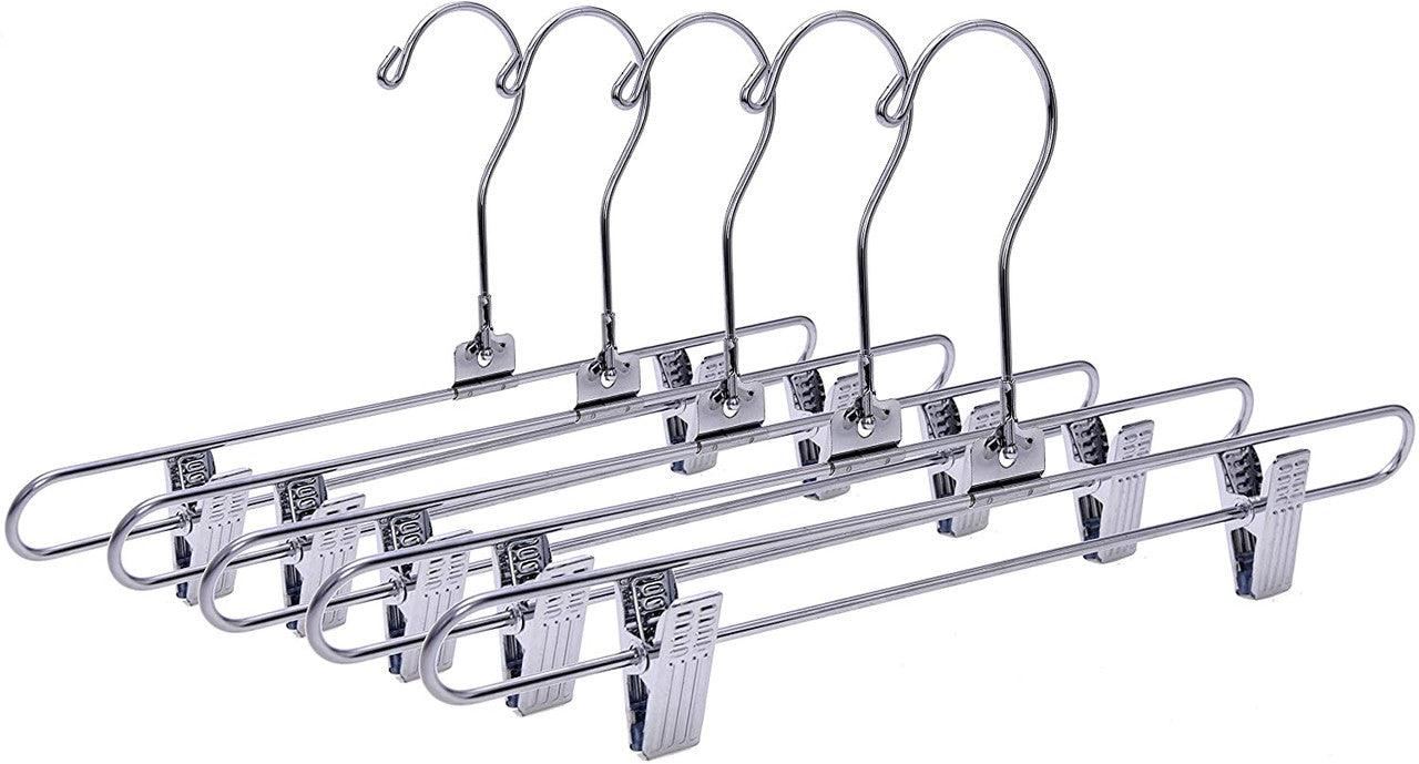 Metal Pant/Skirt Hanger With Clips - 35.5cm X 3.5mm Thick  - (Sold in Bundles of 25/50/100) - Hangersforless