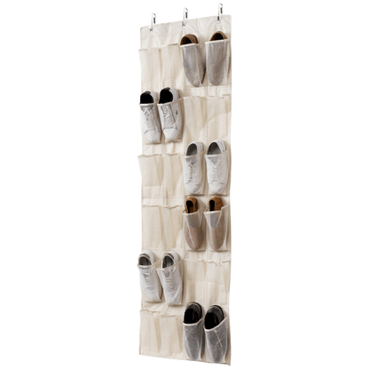 Over-the-Door Hanging Organizer - Ivory - With 24 Large Mesh Pocket - Hangersforless