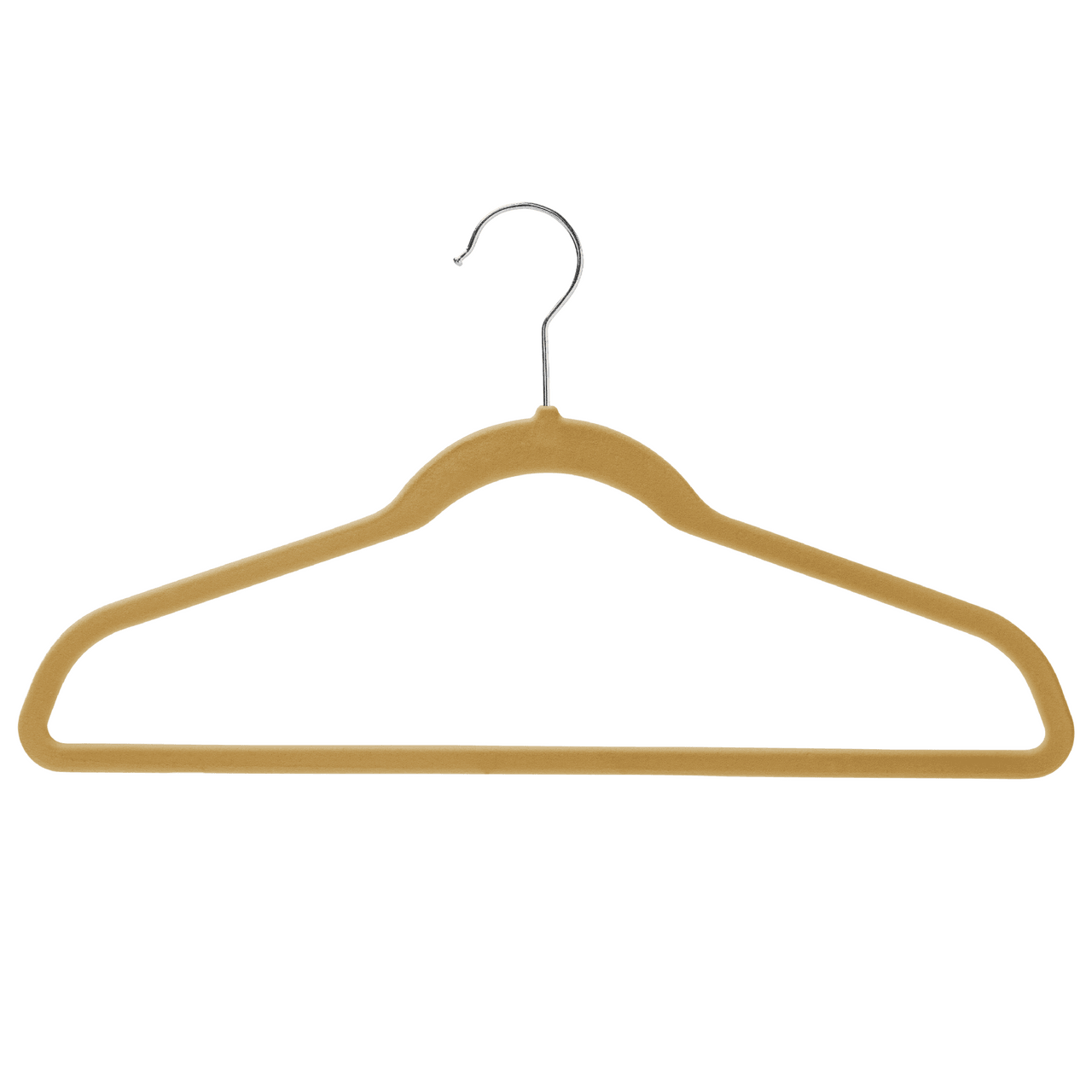 Camel Colour Velvet Coat Hangers - 43cm - With Chrome Hook  (Sold in Bundles of 20/50/100) - Hangersforless