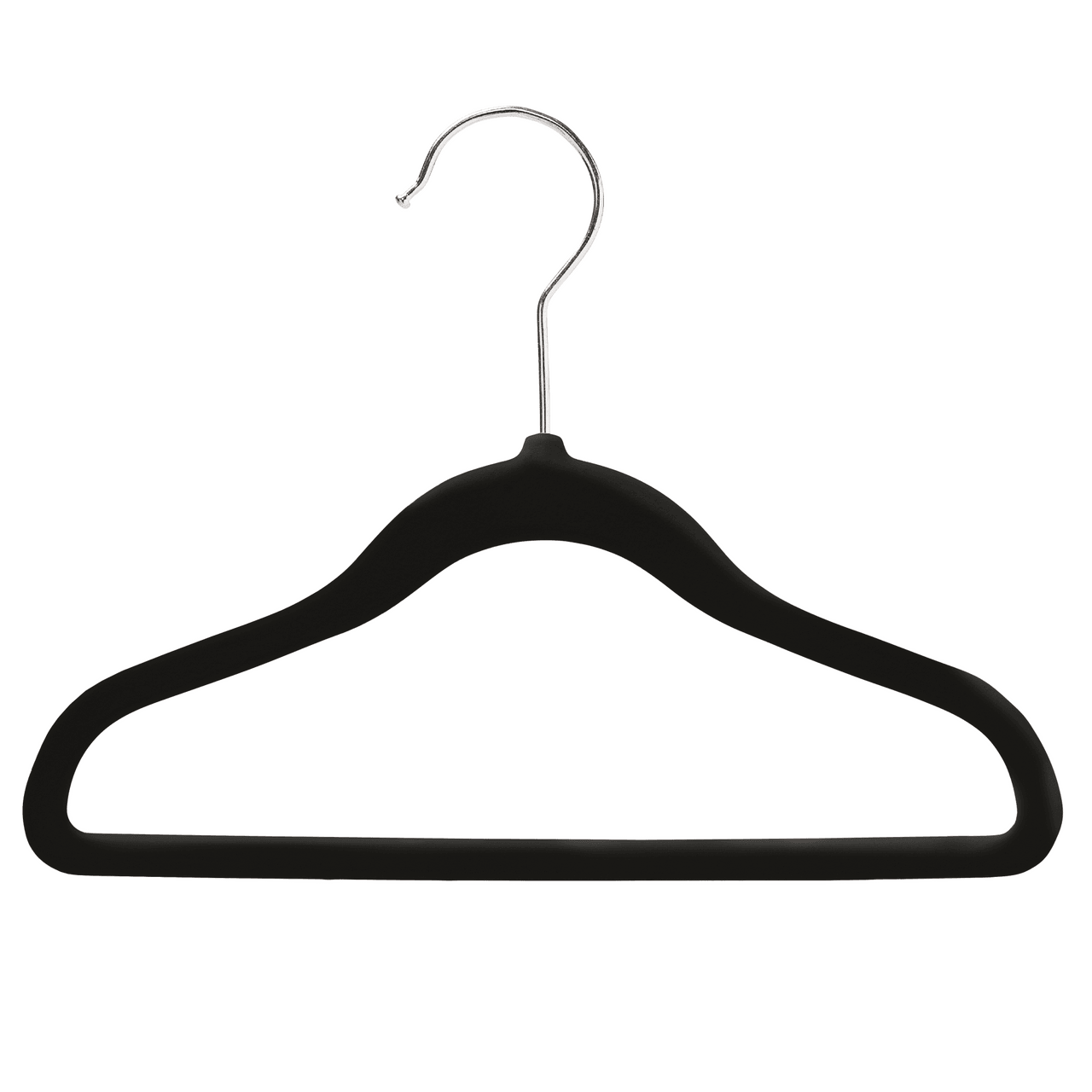 Baby Size Black Velvet Coat Hangers - 30cm - With Chrome Hook  (Sold in Bundles of 20/50/100) - Hangersforless