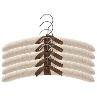 Padded Coat Hangers With Chrome Hook - Natural linen - 38cm X 45mm Thick (Sold in Bundles of 25/50) - Hangersforless