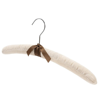 Padded Coat Hangers With Chrome Hook - Natural linen - 38cm X 45mm Thick (Sold in Bundles of 25/50) - Hangersforless