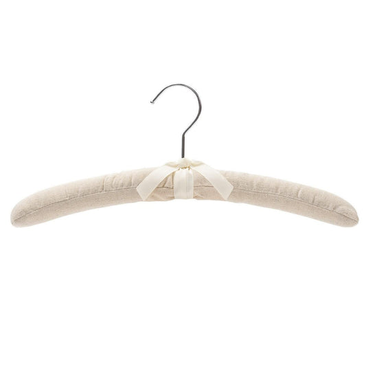 Padded Coat Hangers With Chrome Hook - Natural Canvas - 38cm X 45mm Thick (Sold in Bundles of 25/50) - Hangersforless