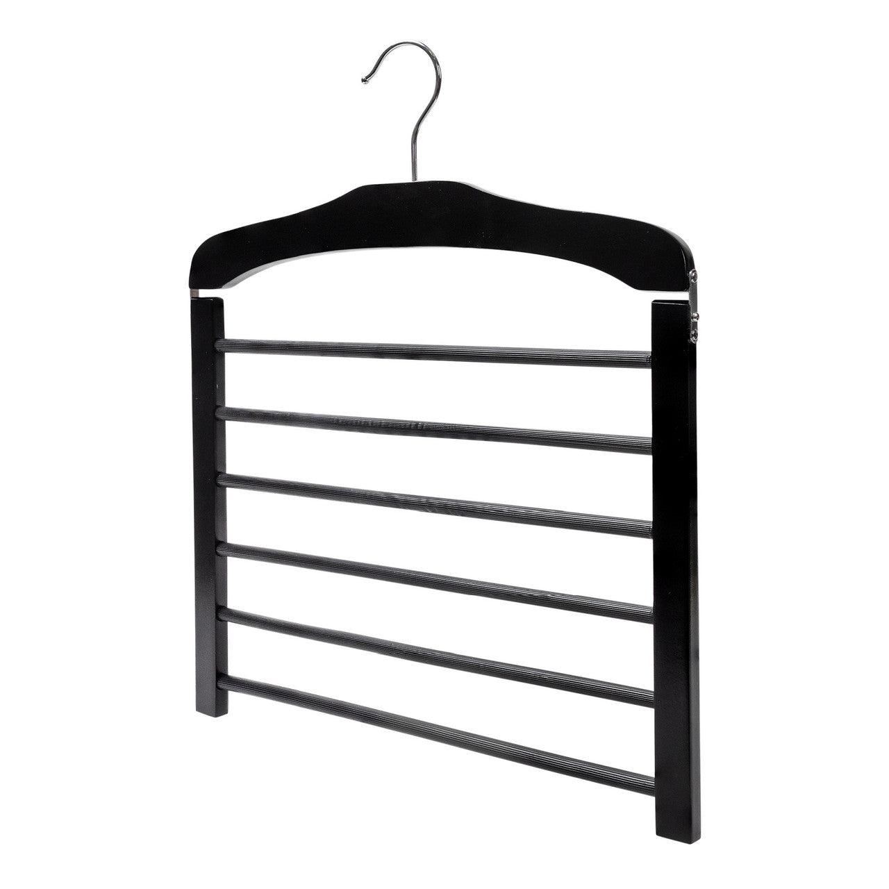 Black Wooden Multiple Tiered Pant Hanger - With Non-Slip Bars - Sold in 1/5/10 - Hangersforless