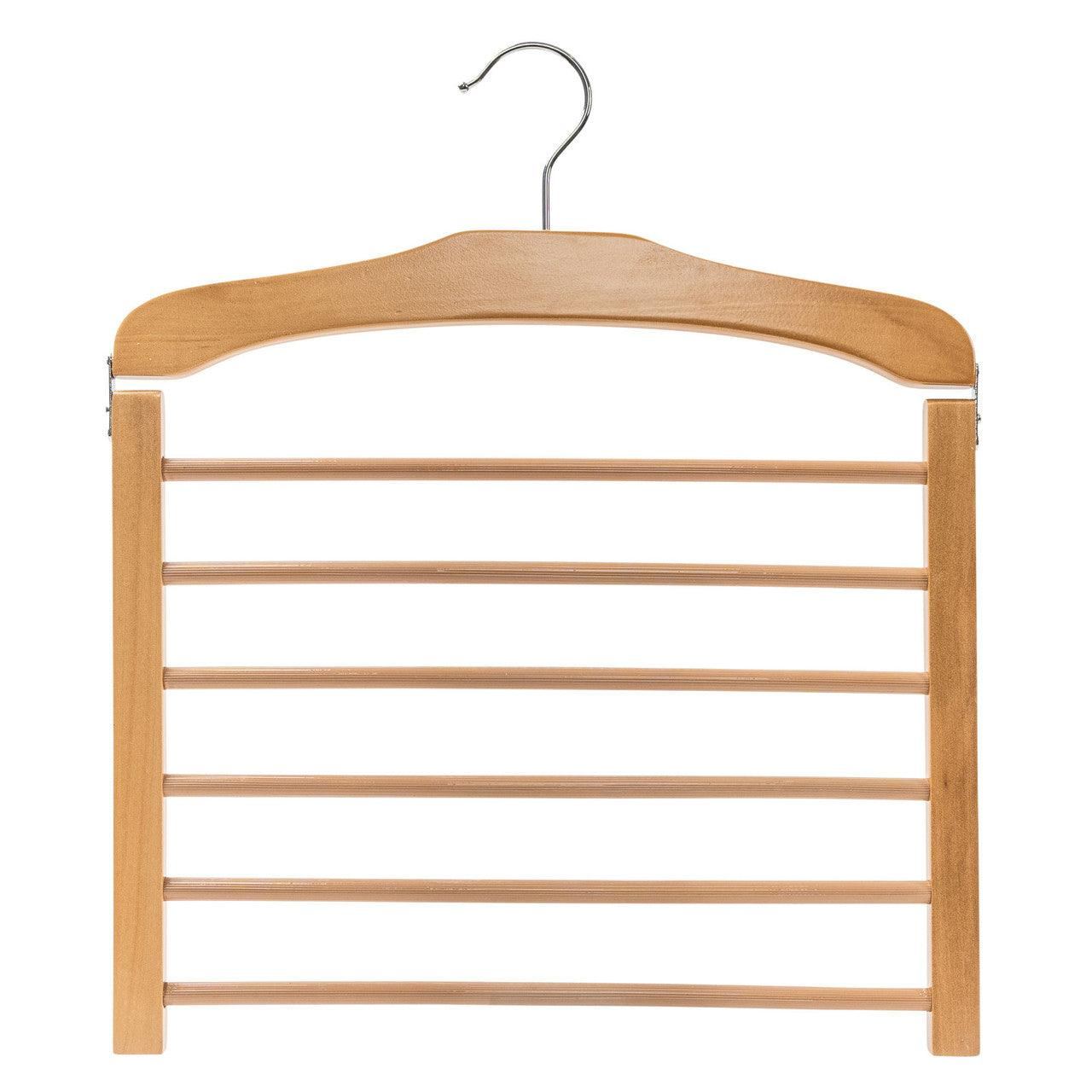 Natural Wooden Multiple Tiered Pant Hanger - With Non-Slip Bars - Sold in 1/5/10 - Hangersforless