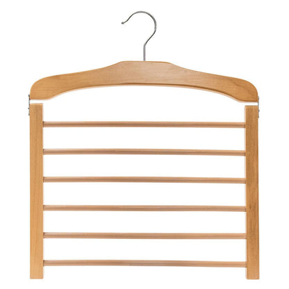 Natural Wooden Multiple Tiered Pant Hanger - With Non-Slip Bars - Sold in 1/5/10 - Hangersforless