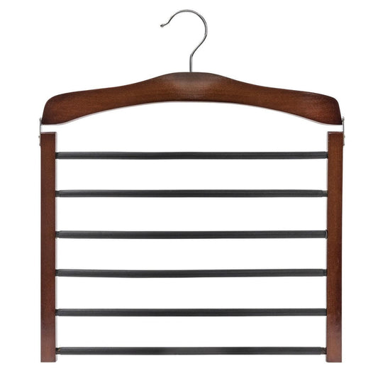 Walnut Wooden Multiple Tiered Pant Hanger - With Non-Slip Bars - Sold in 1/5/10 - Hangersforless