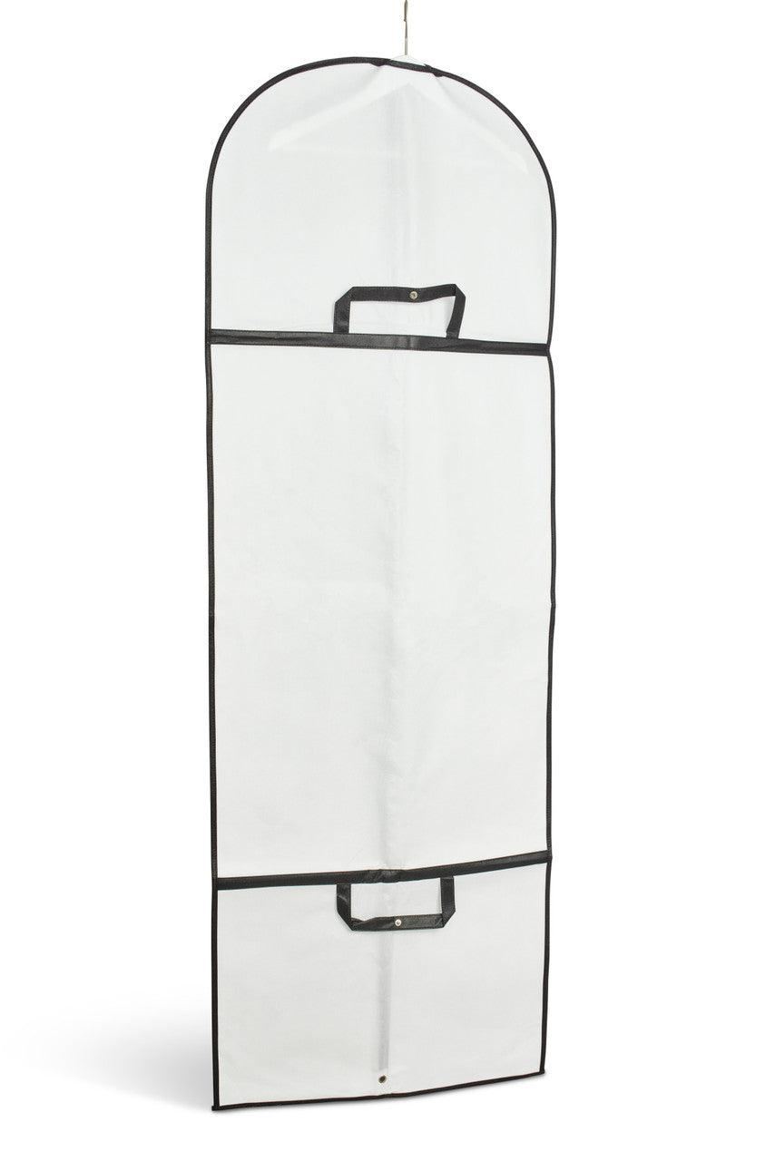 Wedding Dress Garment Bag White with Black Trim Sold in 1/5/10 - Hangersforless