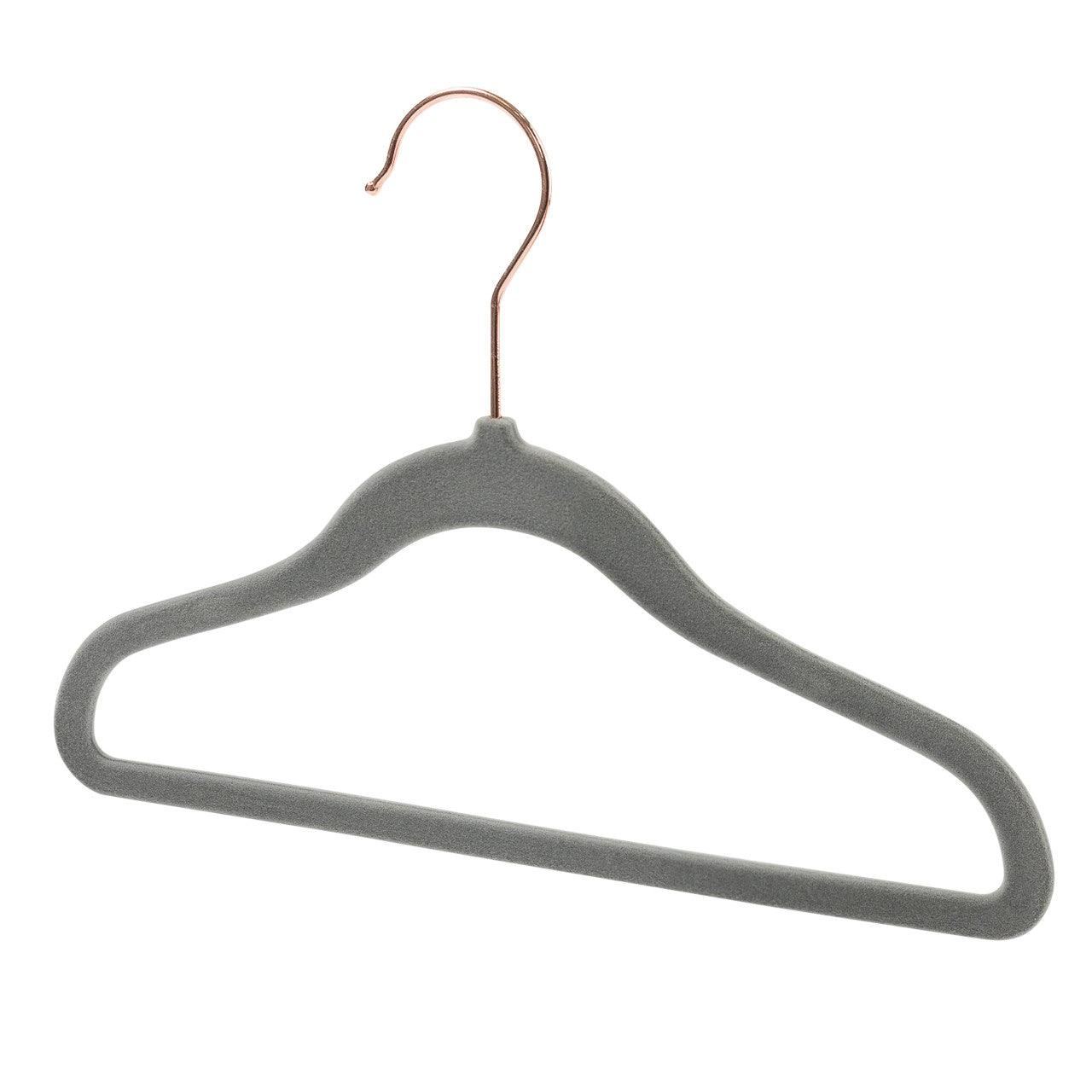 Baby Size Grey Velvet Coat Hangers - 30cm - With Chrome Hook  (Sold in Bundles of 20/50/100) - Hangersforless