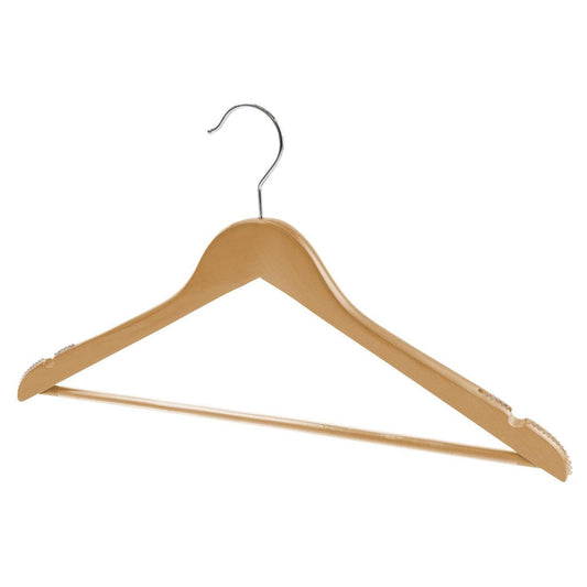 Natural Wood Suit Hanger With Curved Body - 43cm X 14mm Thick (Sold in 25/50/100) - Hangersforless