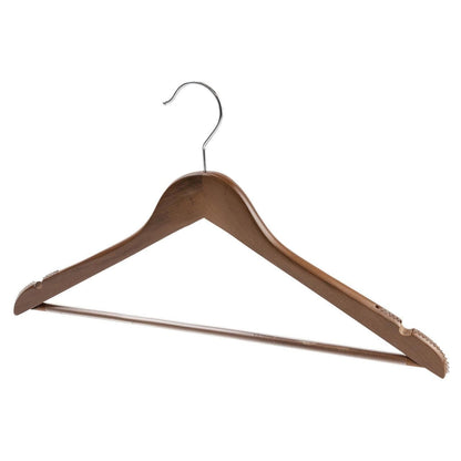 Walnut Wood Suit Hanger With Curved Body - 43cm X 14mm Thick (Sold in 25/50/100) - Hangersforless