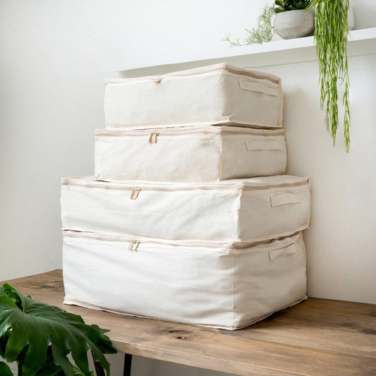 Cotton Storage Bags - 10oz Thick Pure Cotton Fabric  - 8 Pack - (Small X 2 + Medium X 2 + Large X 2 + X-Large X 2) - Hangersforless