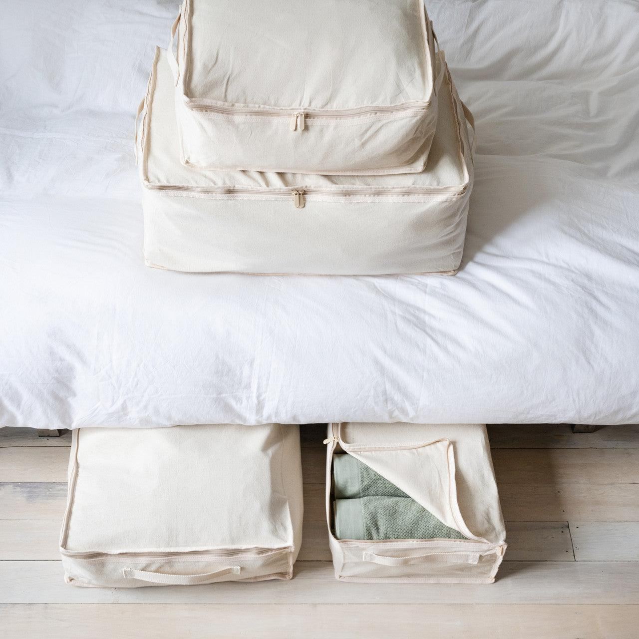 Cotton Storage Bags - 10oz Thick Pure Cotton Fabric  - 3 Pack - (Small X 1 + Medium X 1 + Large X 1) - Hangersforless